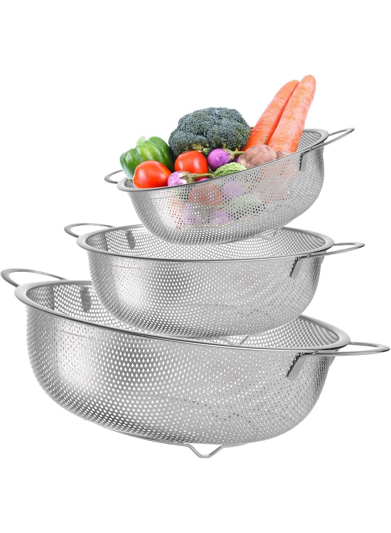 High-Quality 3pcs Stainless Steel Kitchen Colander Set – Rust-Resistant, Dishwasher Safe & Stylish Design for Modern Kitchens - Image 1